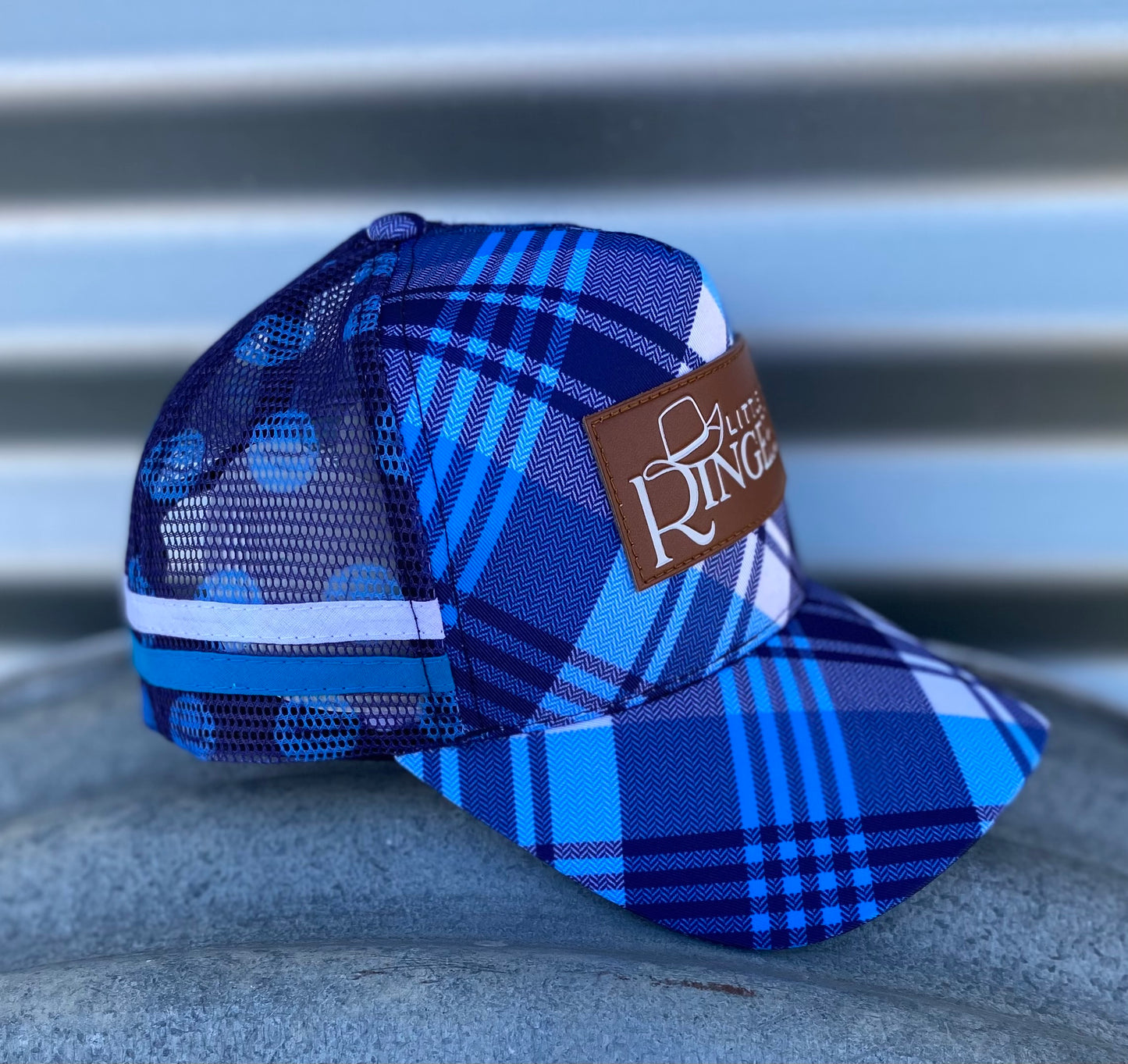 Blue and Pink Plaid Trucker Caps