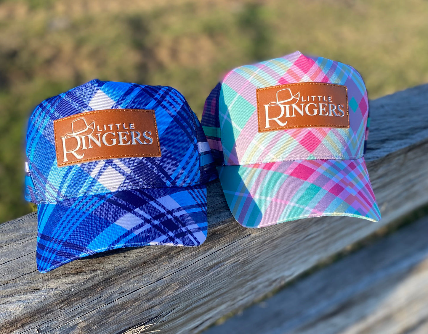 Blue and Pink Plaid Trucker Caps