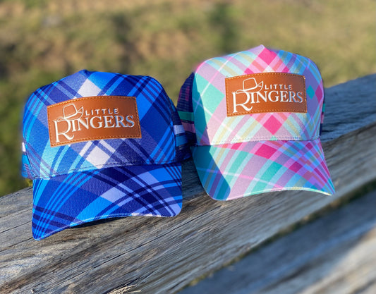 Blue and Pink Plaid Trucker Caps