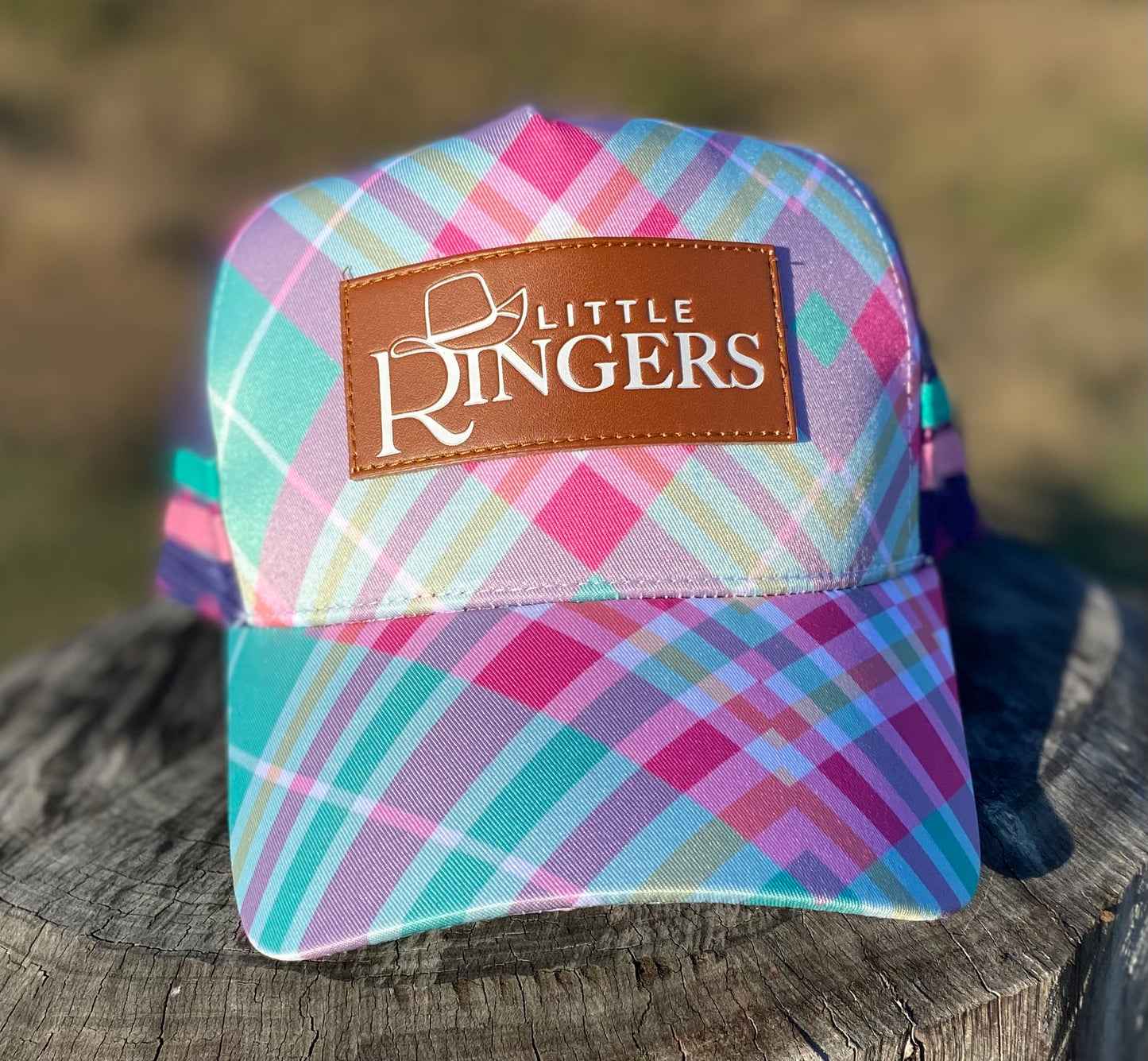 Blue and Pink Plaid Trucker Caps