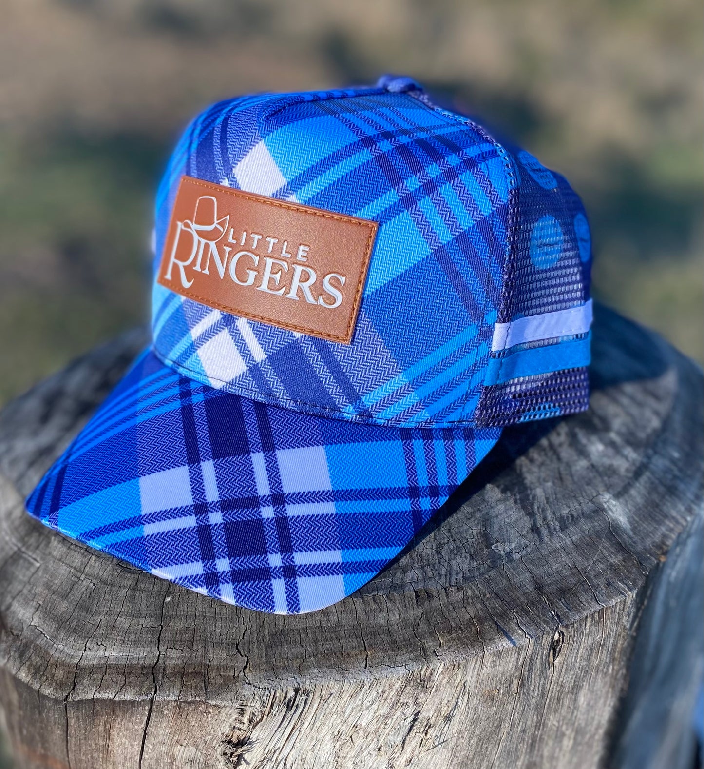 Blue and Pink Plaid Trucker Caps